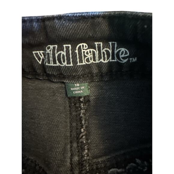 Wild Fable Mini Skirt | Black Denim | Raw Hem  | Size 10 - Picture 8 of 9